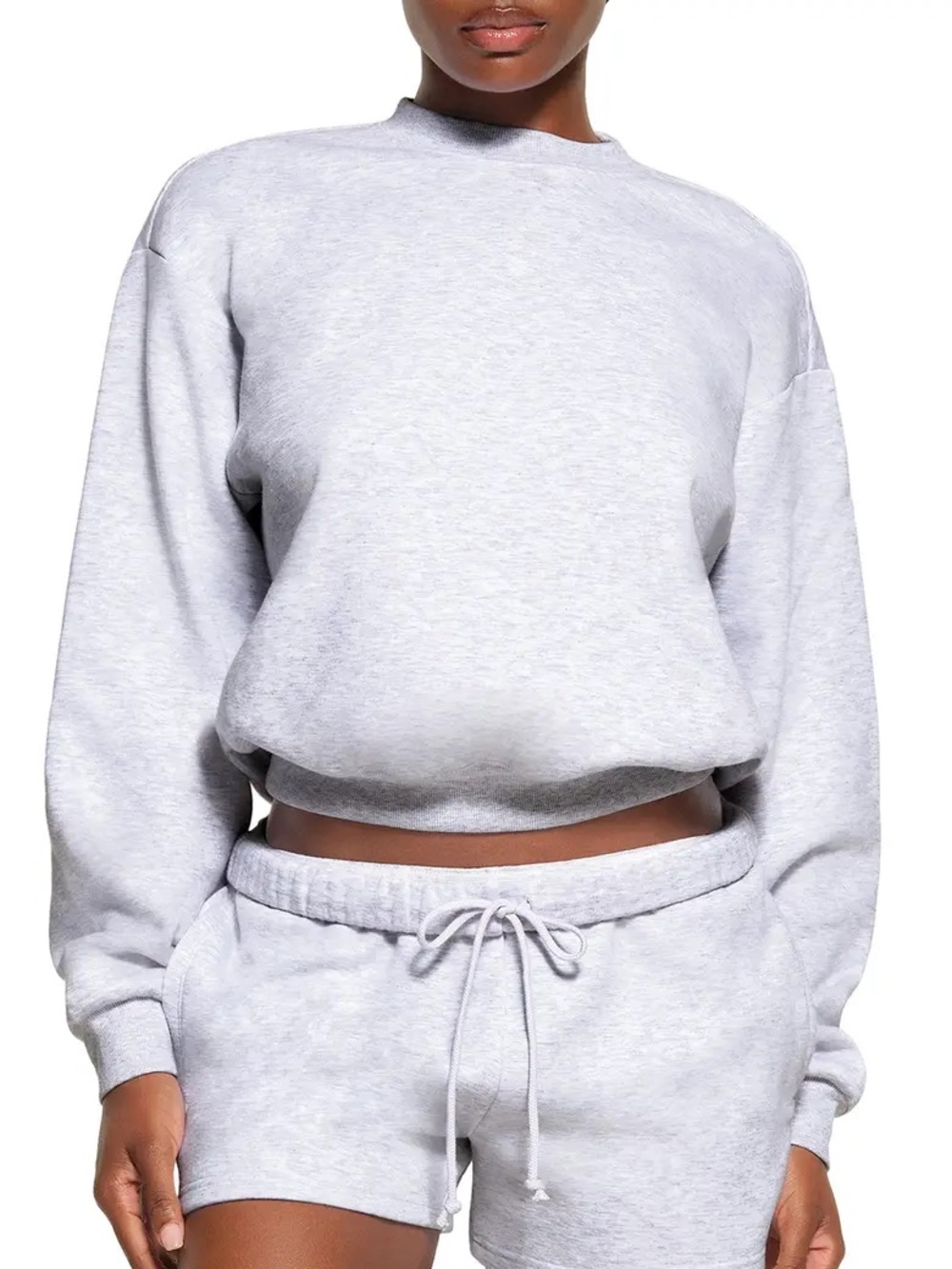 SKIMS Cotton Fleece Crewneck Sweatshirt – Light Heather Gray